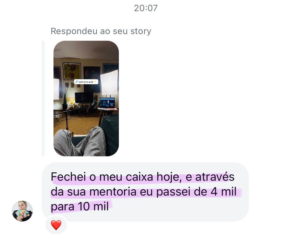 Depoimento de aluna que passou de 4 mil para 10 mil reais